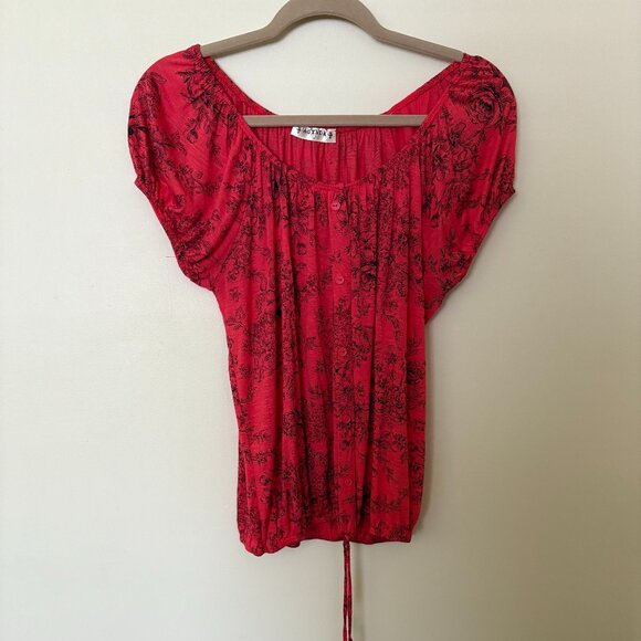 Red and Black top by Agenda, size Large. - Picture 1 of 6